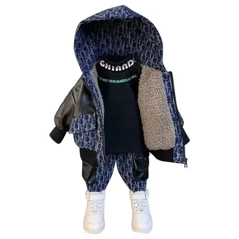 Winter Girls Boys Clothing Sets 2-9 Years Children Warm Thick Jackets Pants Suit Boy Coats Trousers Kids Tracksuit Outfit