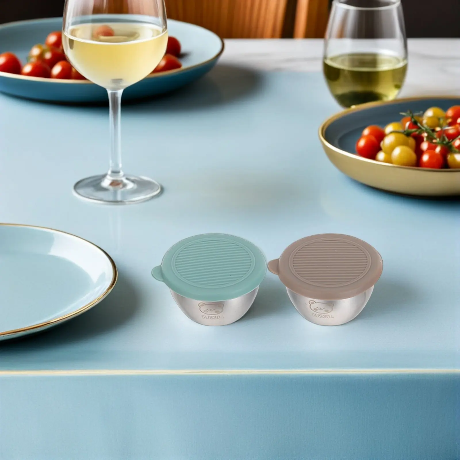 

Набор из 6 контейнеров для соусов из нержавеющей стали с герметичными силиконовыми крышками, маленькие емкости для обеденных боксов, пикников, путешествий, для заправки салатов