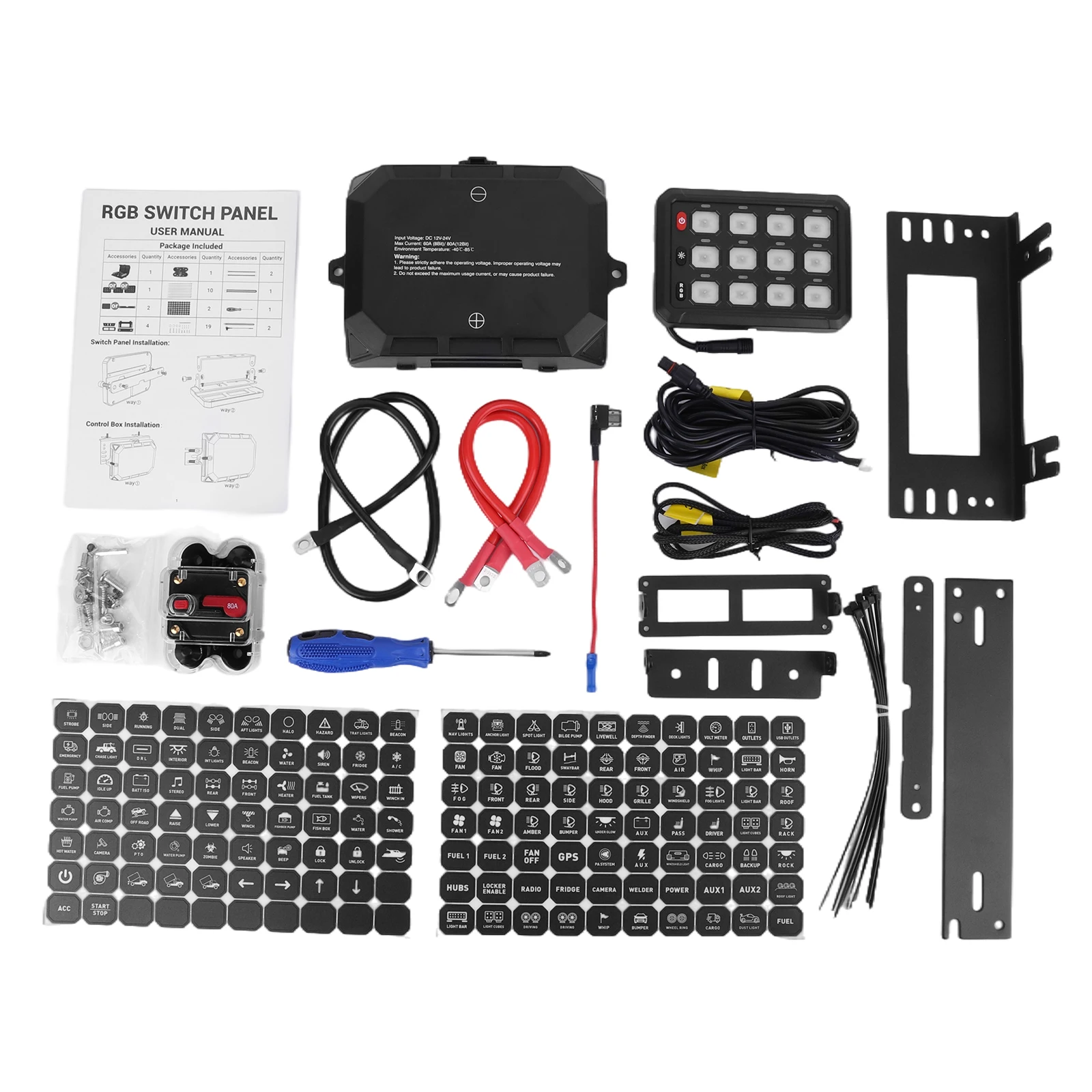 

12-клавишная сенсорная панель управления с подсветкой для самостоятельной установки, универсальная панель управления цепями для автомобилей, грузовиков, внедорожников, фургонов