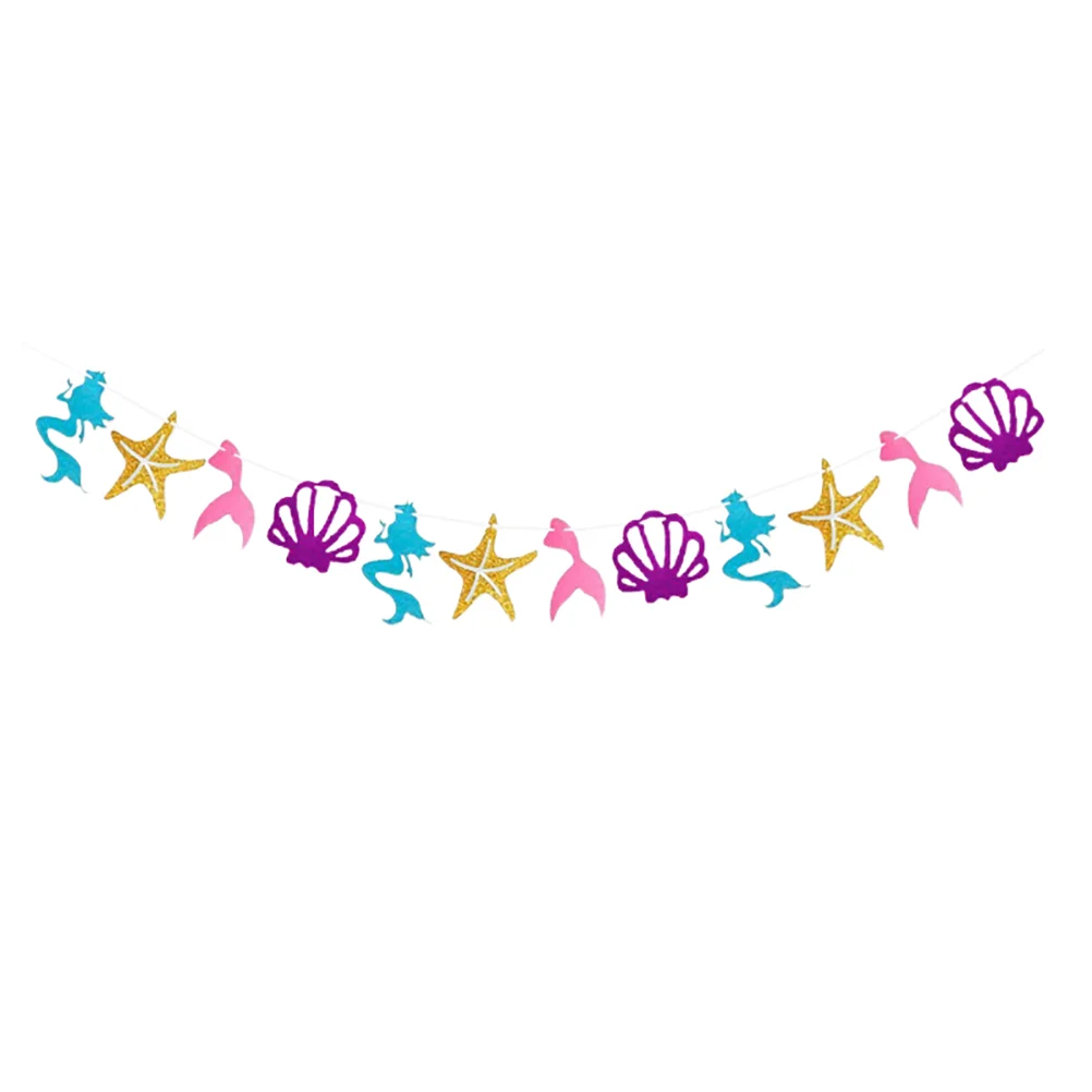 Mermaid Latte Ocean Them Banner Shell Hanging Decoration Party Supplies Sea Star Decorative Xmas Garland Birthday