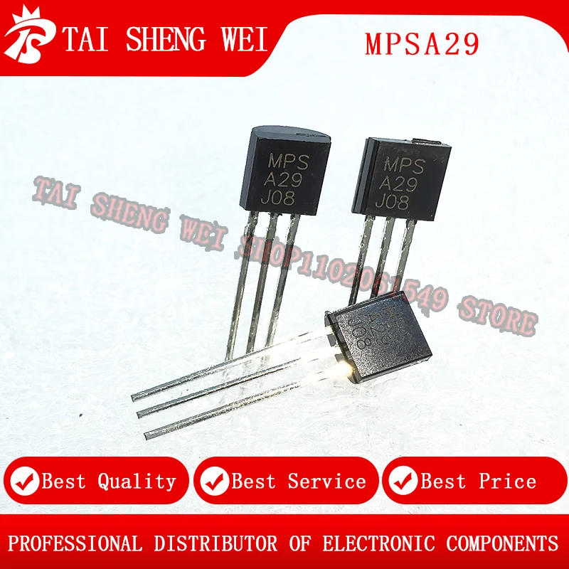 100pcs Transistor MPSA29 Printed MPS A29 TO-92 NPN Silicon Darlington Transistor 100V/0.8A New