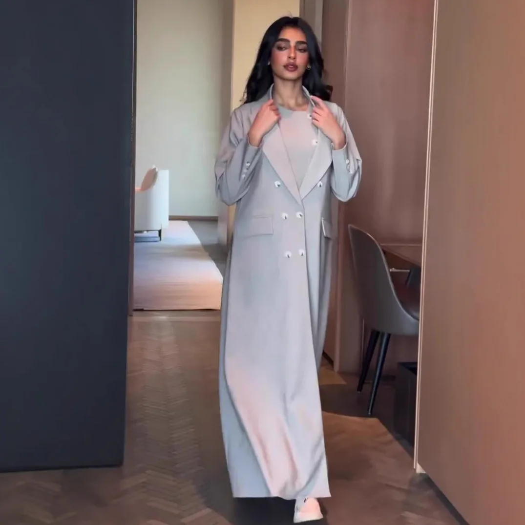 Frauen Einreiher Trenchcoat Set Drei Stück Hose Sets Solide Volle Hülse Lange Mäntel Weste Anzüge Regelmäßige Hosen Elegante