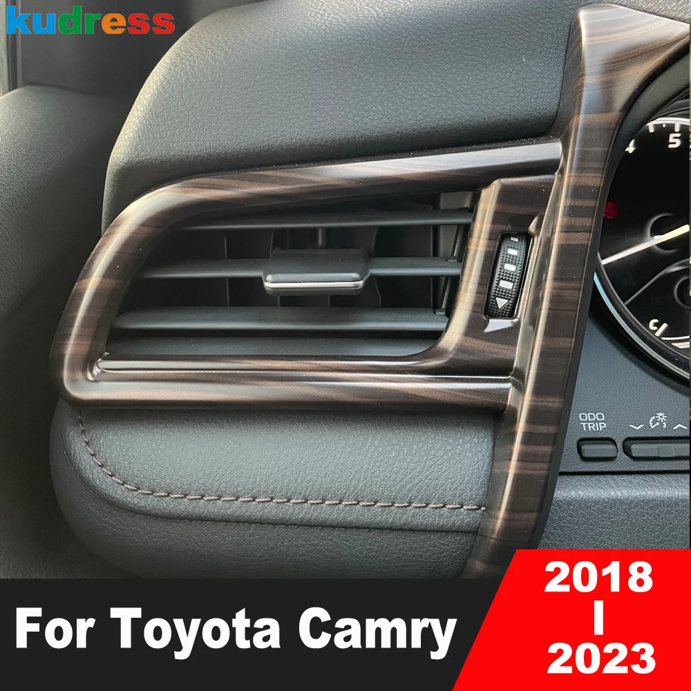 For Toyota Camry 70 2018 2019 2020 2021 2022 2023 Wood Grain Car Side Air Condition Vent Outlet Cover Trim Interior Accessories