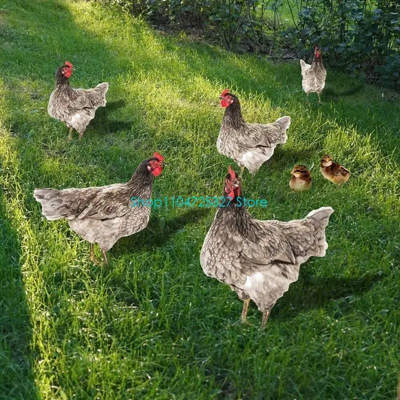 D8KF Rooster Decorative Garden Stakes Outdoor Decoration Animal Chicken Ornaments