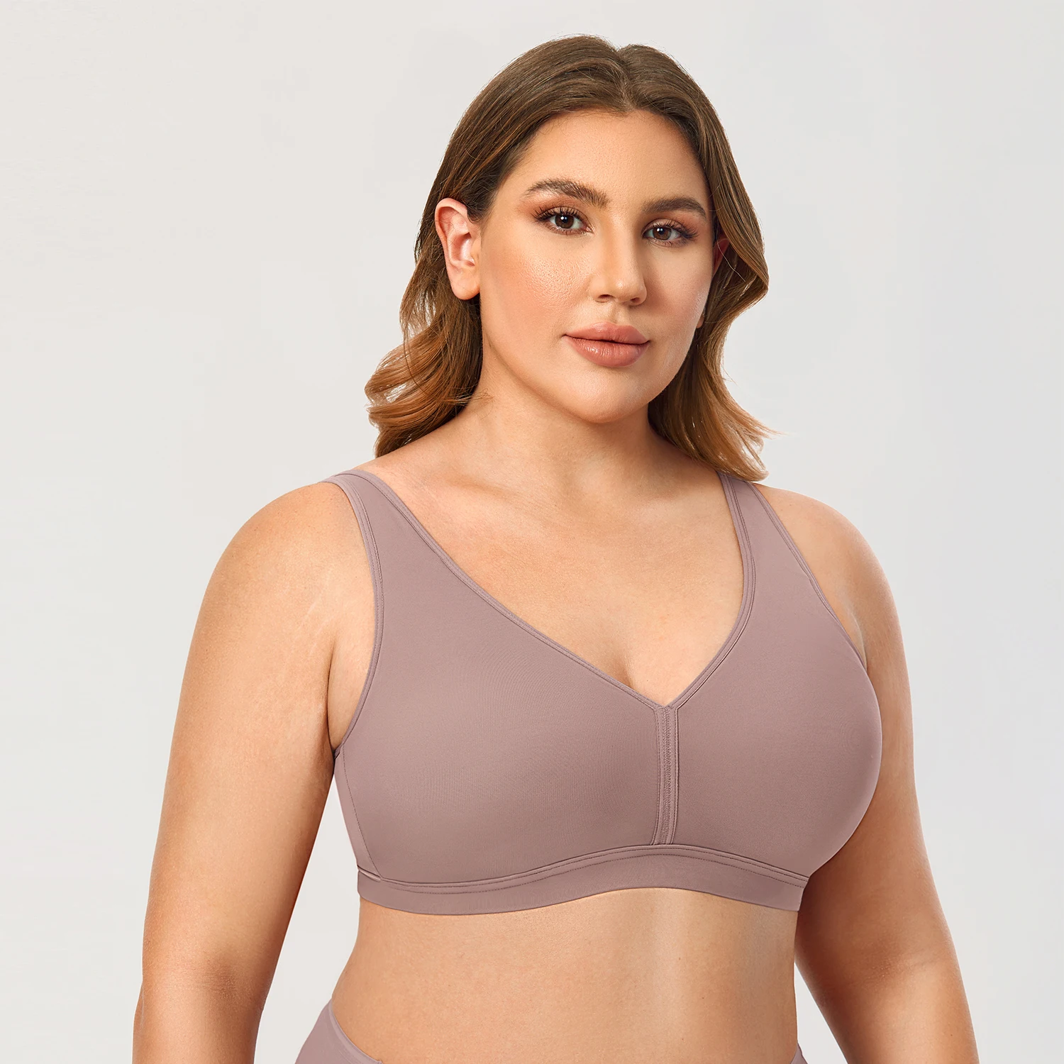 Women's Wireless Bra Support Plus Size Full Coverage Unlined Smooth Comfort Sleep Black Beige B C D DD E F G