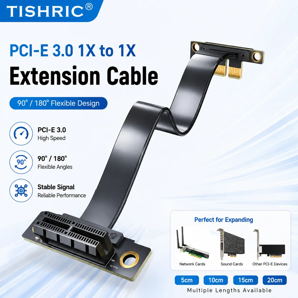 TISHRIC5/10/15/20cmPCIe3.0X1ExtensionCableFlexible90/180DegreeAdapterRiserforNetworkCardSoundCardPCIedevices-AliExpress