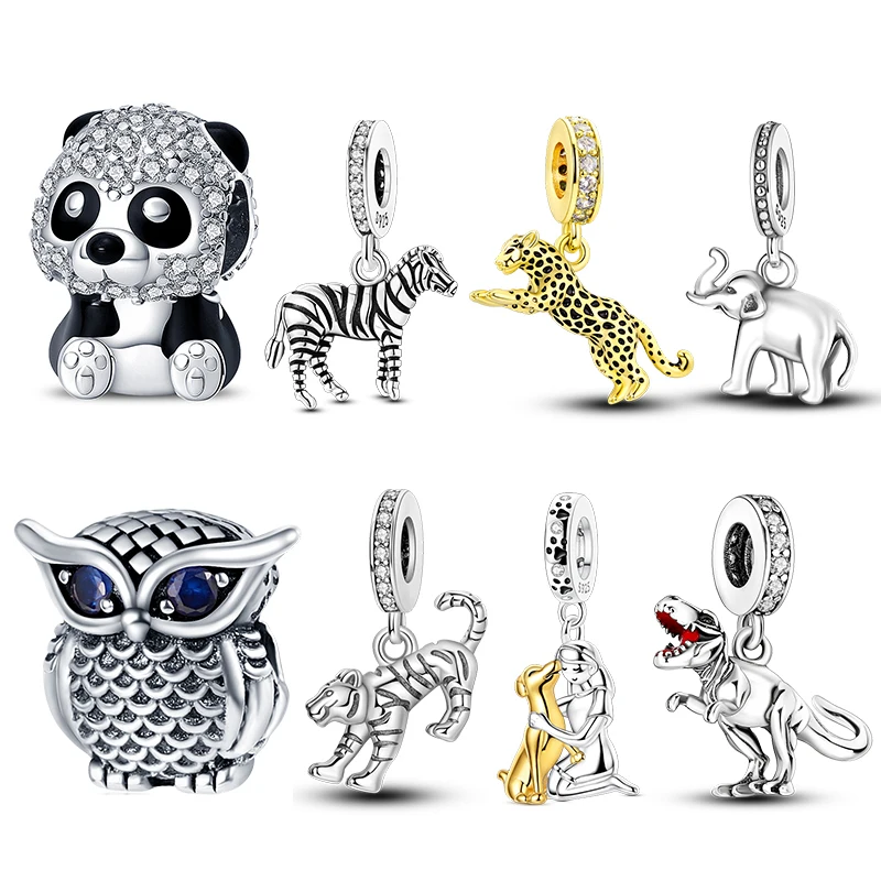 Original 925 Silver 3D Tyrannosaurus Rex Dinosaur Charms Beads Fits 3mm Bracelet For Women DIY Pendants Luxury Jewelry Gifts Hot