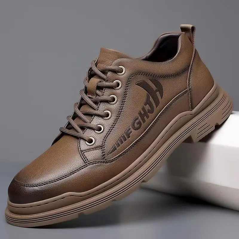 Zapatos informales de negocios para hombre, calzado deportivo de cuero, transpirable, resistente al desgaste, primavera y otoño, 2024