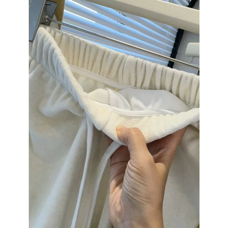 2025 nouveau décontracté solide femmes pantalon goutte sensation élasticité ample jambe droite pantalon automne hiver taille élastique cordon pantalon