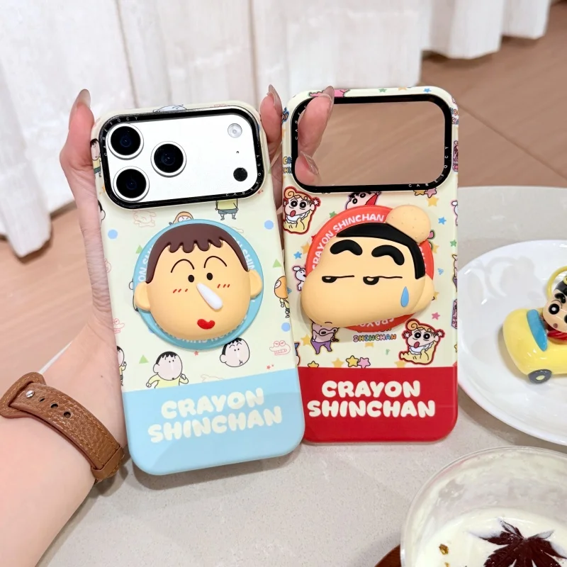 

Cute Funny cry Crayon Shin-chan snot Boochan Magsafe Wireless Charge Case For iPhone 13 14 15 16 17 Pro Max 3D Magnetic Stand