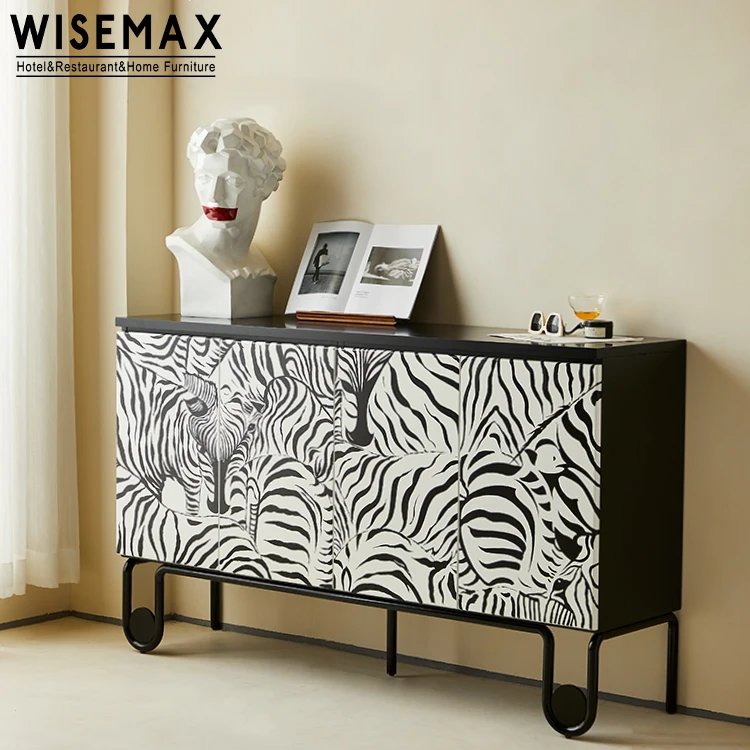 

Luxury Antique Design Zebra Wooden Console TV Cabinet With Drawer For Luxurious Living Room And Bedroom