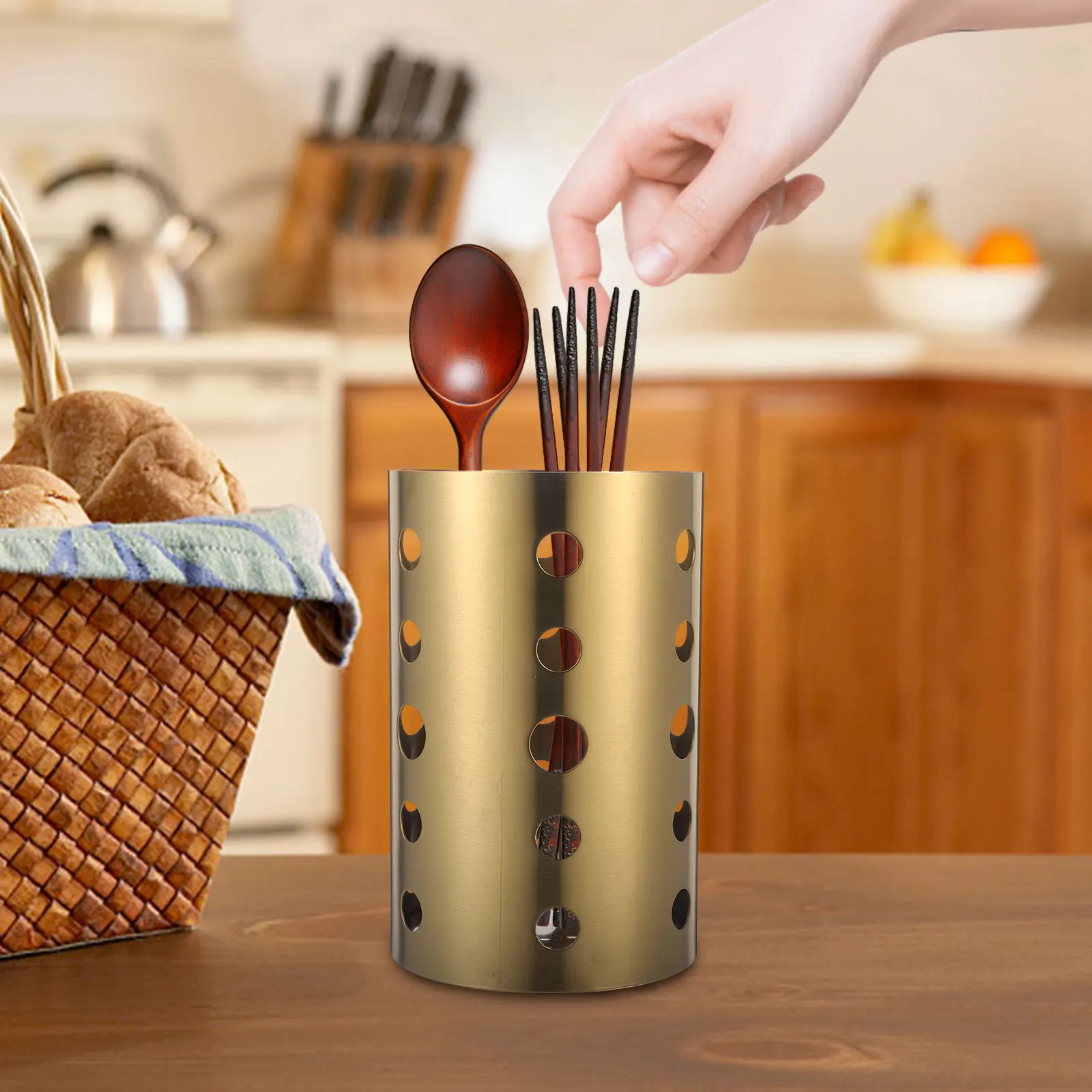 

2Pcs Stainless Steel Chopstick Container Kitchen Utensil Holder Countertop ganizer Cutlery Rack Drying St Storage