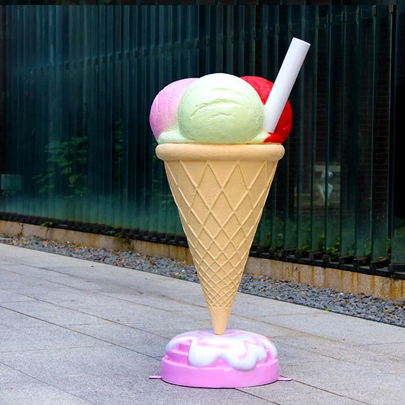 Picture 6: Custom Giant Colored  Lollipop Props Simulate Cupcake Statues Fiberglass Ice Cream Cone Sculptures