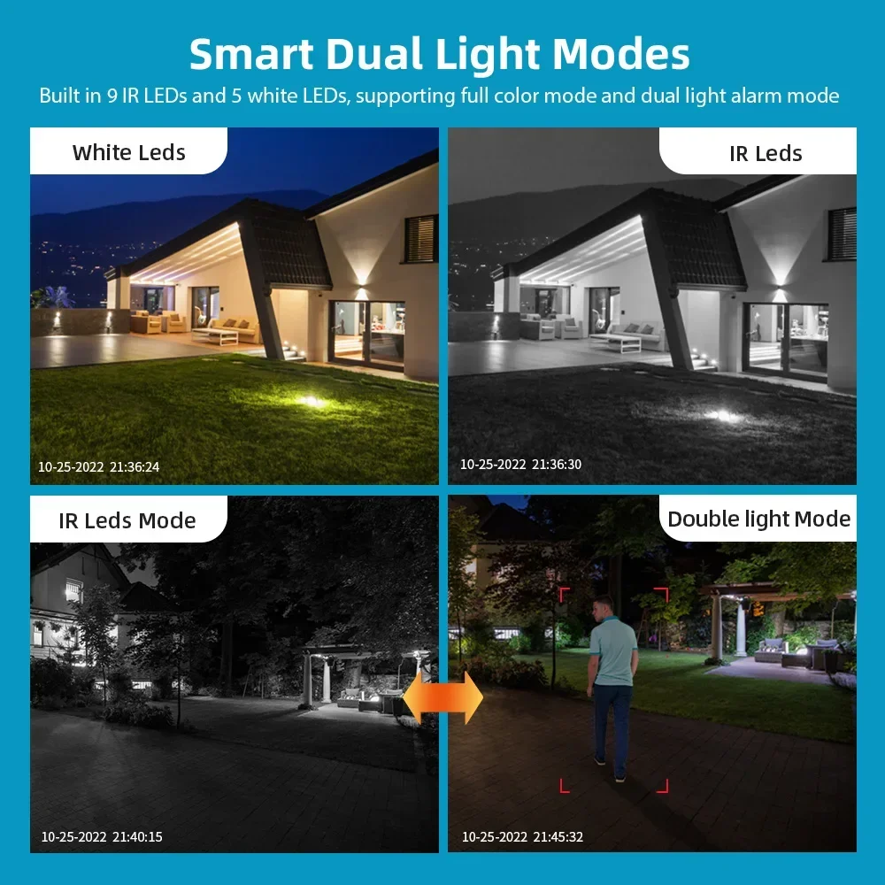 TAITAS-WiFi Surveillance Camera, Dual Lens, 4X Digital Zoom, AI Human Detect, ONVIF, Outdoor Security PTZ IP Cameras, 4K, 8MP image 6
