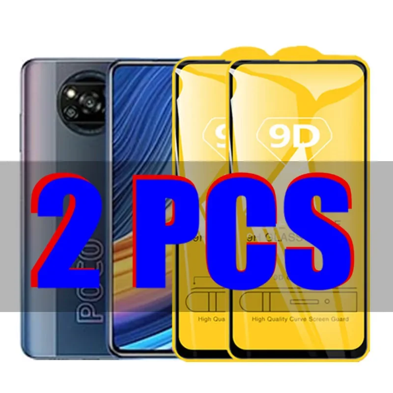 2Pcs 9D Glass For Xiaomi Poco X3 Pro Protective Glass on the For Xiaomi Poco X3 PRO NFC Pocophone X3pro Screen Protector Film