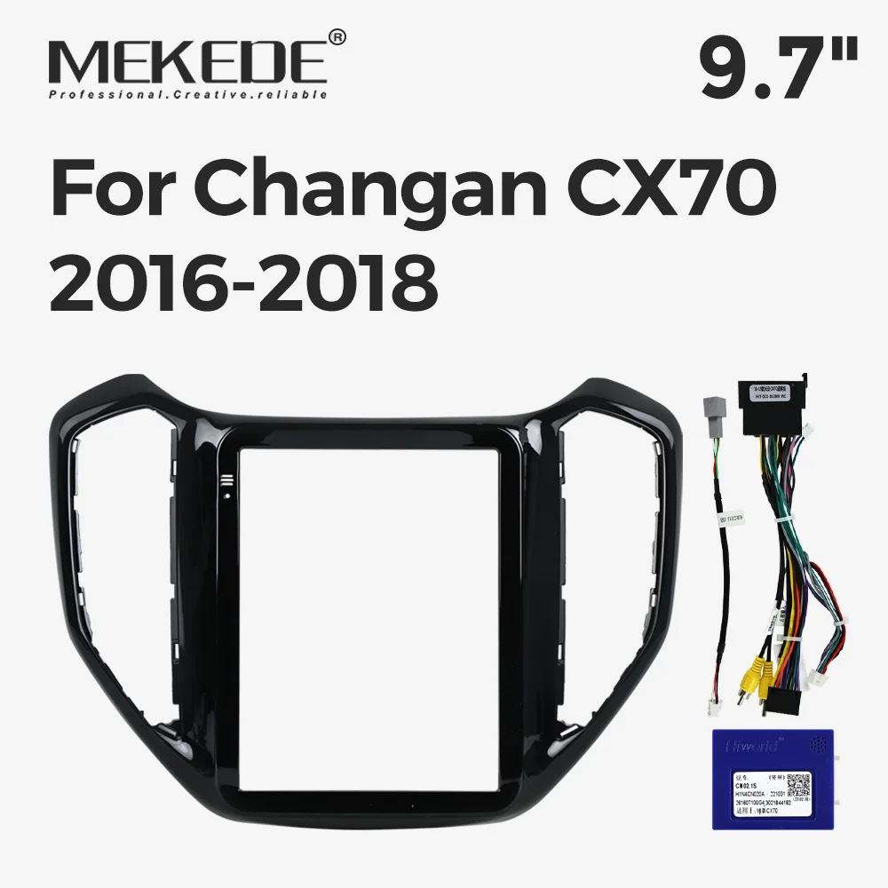 

9.7" Fascia for Tesla Vertical Screen Car Radio Frame for Changan CX70 2016-2018 Stereo Dash Install Panel Wire Harness Adapter