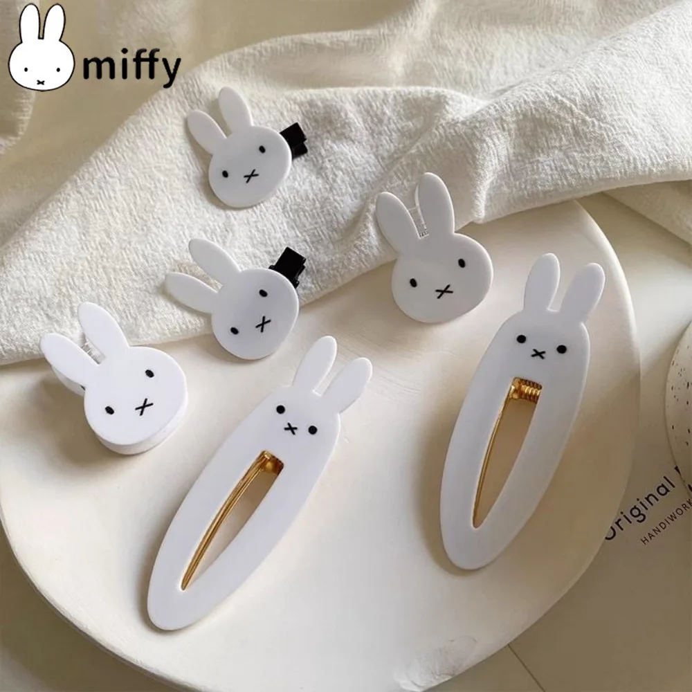Clip decorativo para el cabello Miffy Kawaii Ins, Clips de flequillo de princesa, tocado con personalidad Y2K, regalos para estudiantes y niñas