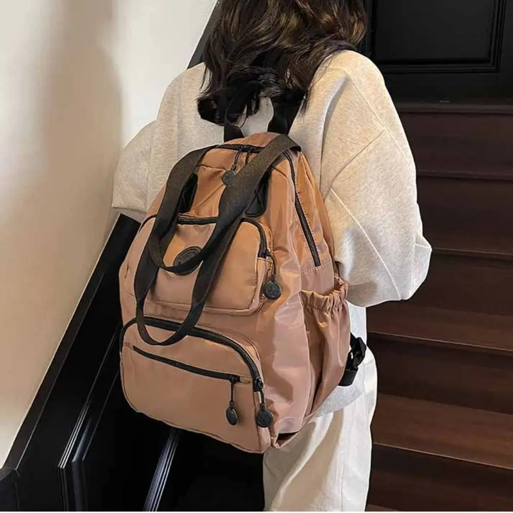 

Casual Korean Style Sport Nylon Backpack Solid Color Nylon Travel Shoulder Bag Large Capacity Niche Design Fitness Bag Computer