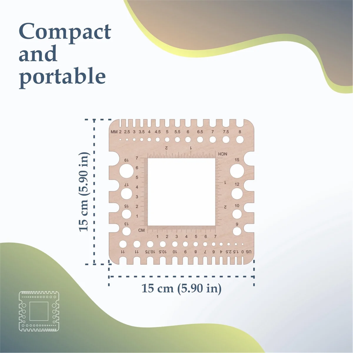 High-end Knitting Needle Gauge Knitting Gauge Ruler Crochet Hooks Ruler Yarn & Swatch Ruler (Universal Gauge/Ruler A