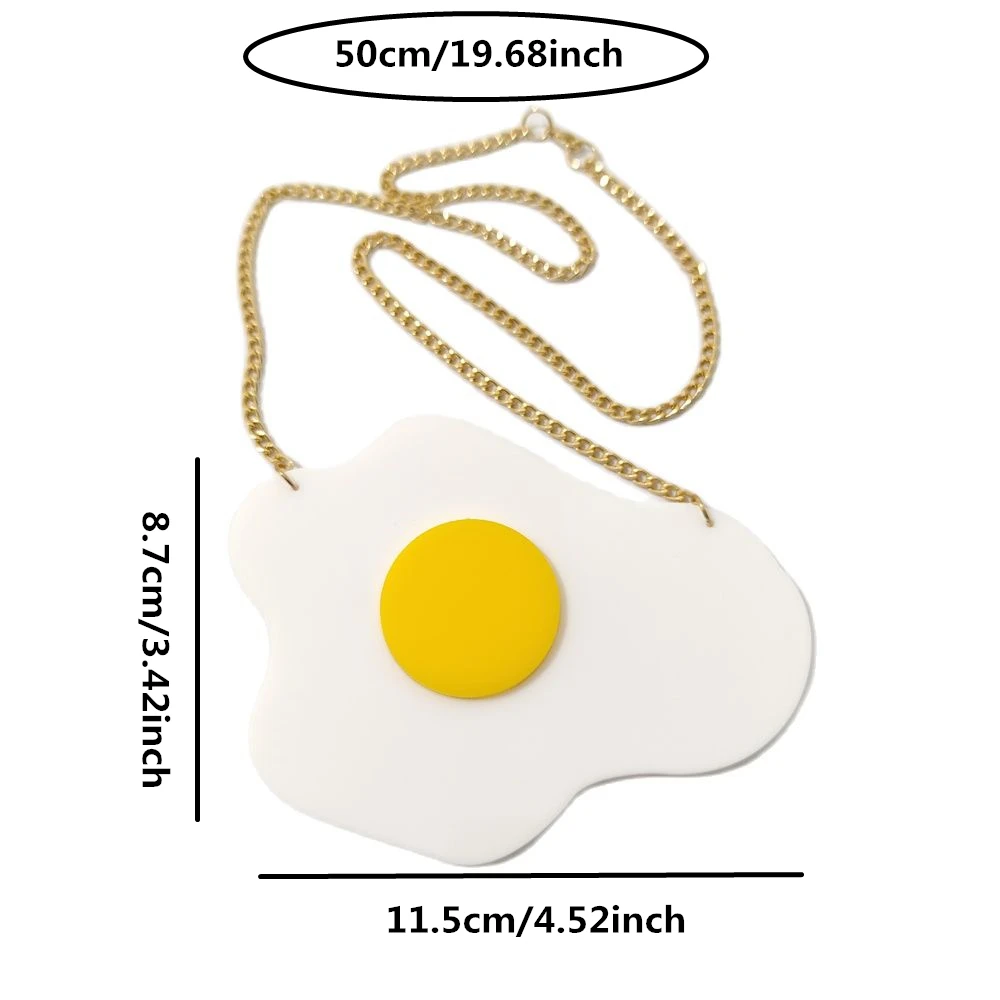 KUGUYS Fashion Women Fried Eggs Large Pendant Necklace Acrylic Jewelry Gold Colour Link Chain Trendy Accessories