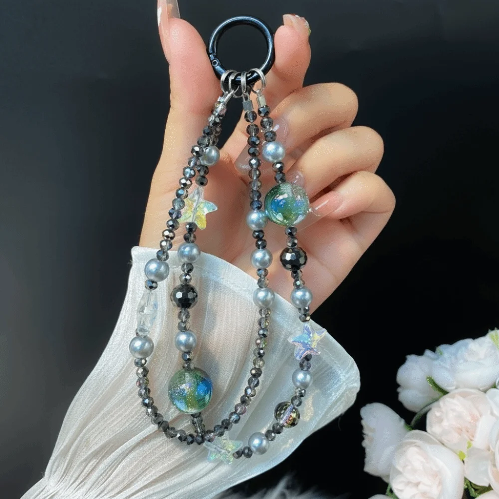 Crystal Starfish Mobile Phone Lanyard Double-layer Short Beaded Wrist Bag Pendant Anti Lost Rope Bead Bracelet Design