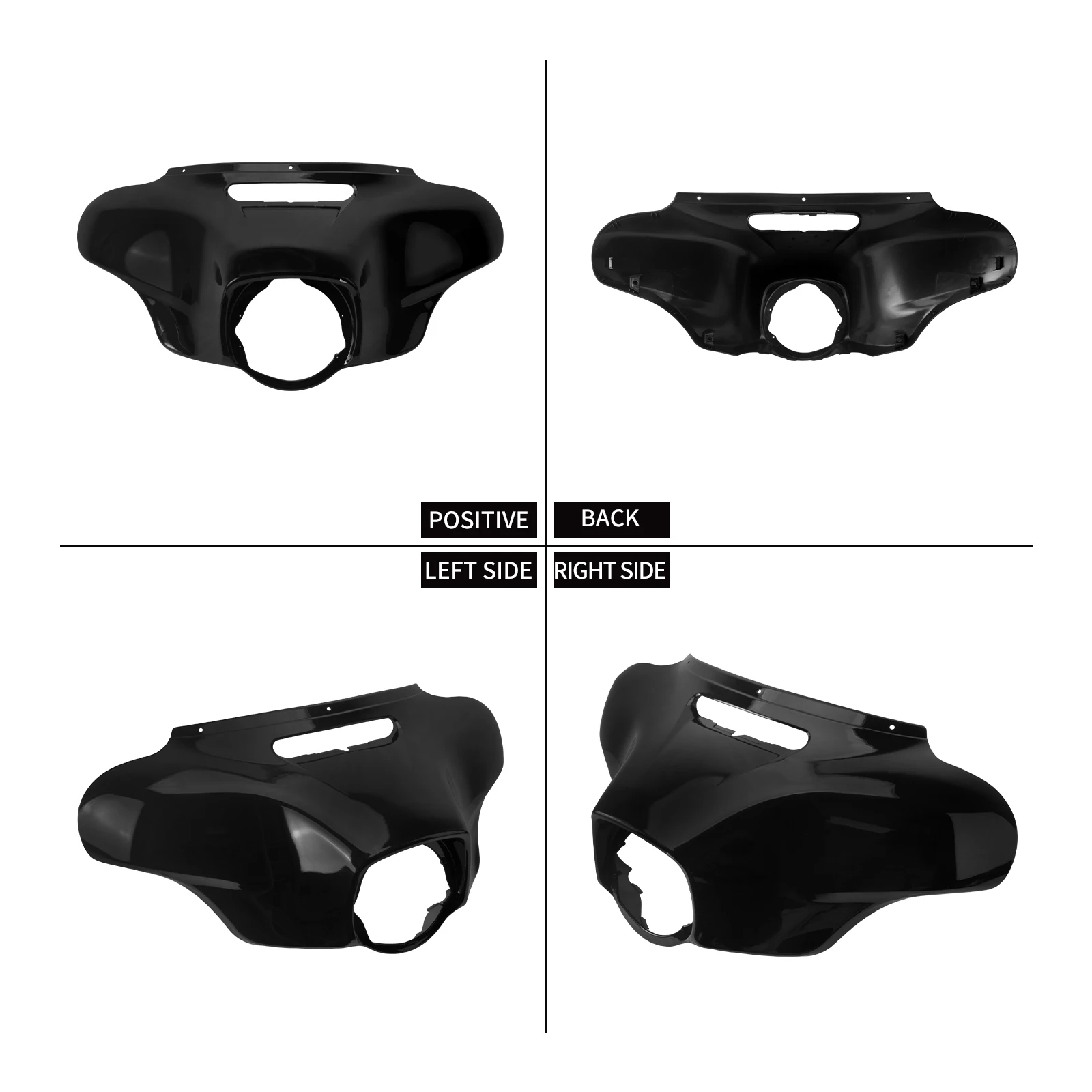 Motorcycle Black Front Headlight Cover Fairing Batwing Outer Cowl Cover For Harley Touring Electra Glide Ultra Classic 2014-2019