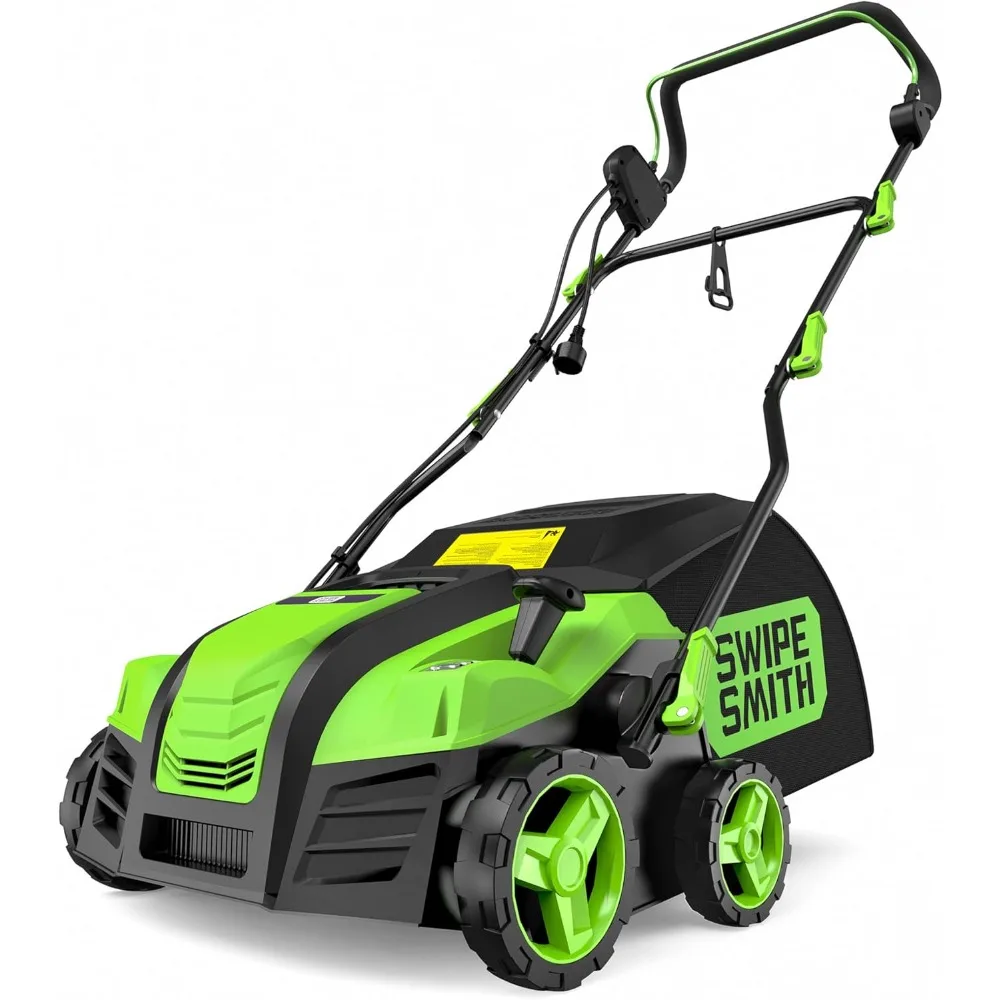 

16-дюймовый пылесос для искусственного газона, подметальная машина для травы мощностью 1800 Вт, 15 А, подметальная машина для газона, силовая щетка для двора со съемным мешком для сбора листьев 45 л, Quic