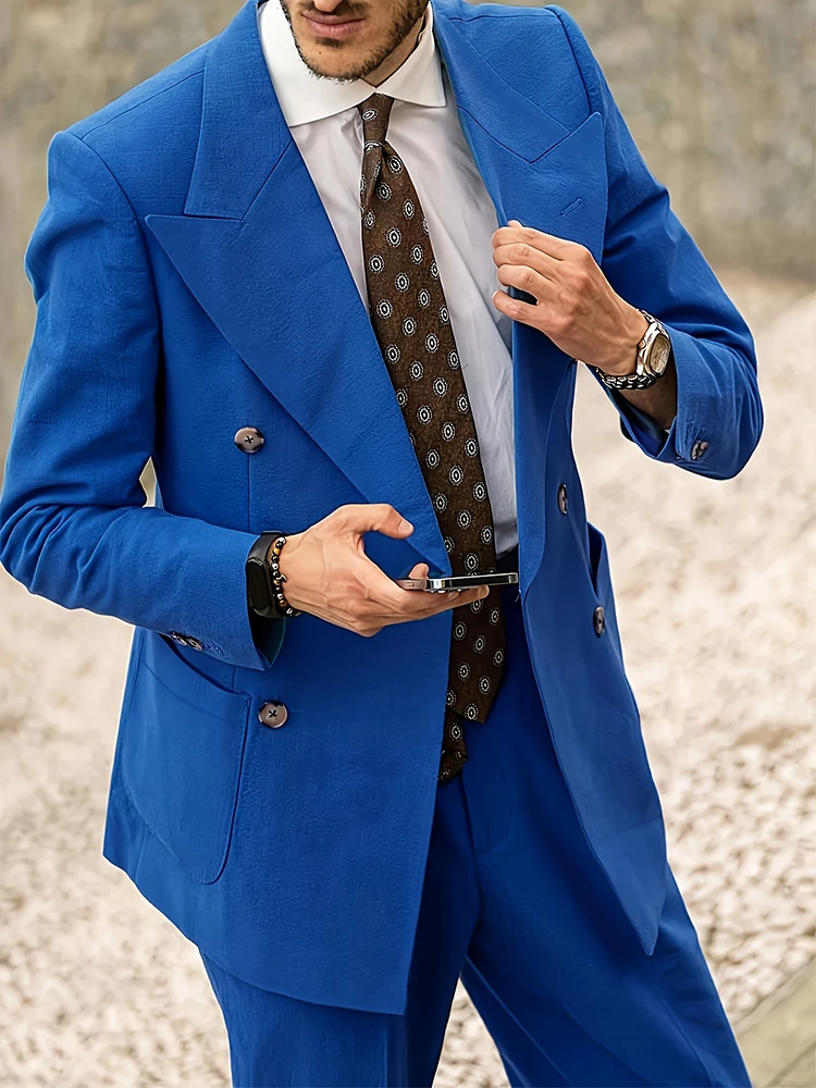 

Elegant Imitation Linen Business Blazer For Men Fashion Single-breasted Lightweight Daily Outerwear Spring Fall Blazer Jacket