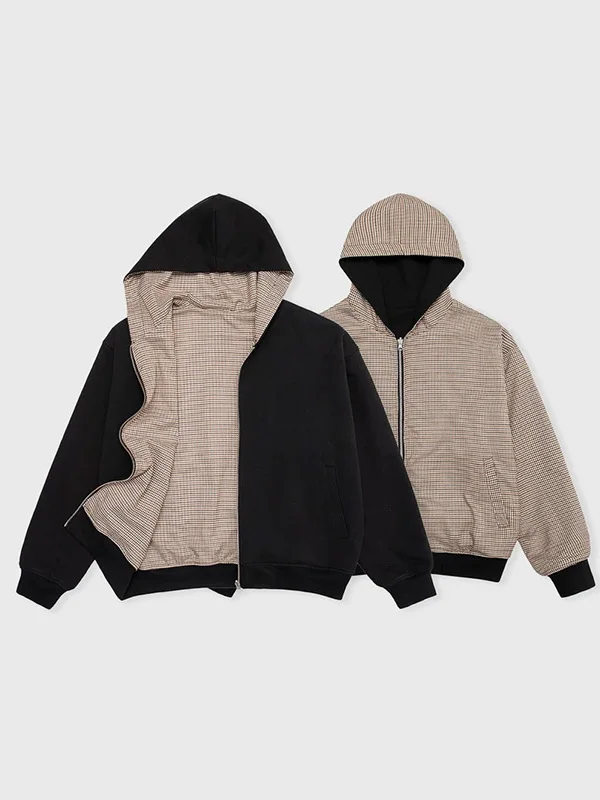 

Double-Sided Wear American Sle Hoodie Jaet Men's Loose Fit Autumn ort Sle Cotton Polyester Blend Outdoor Wear