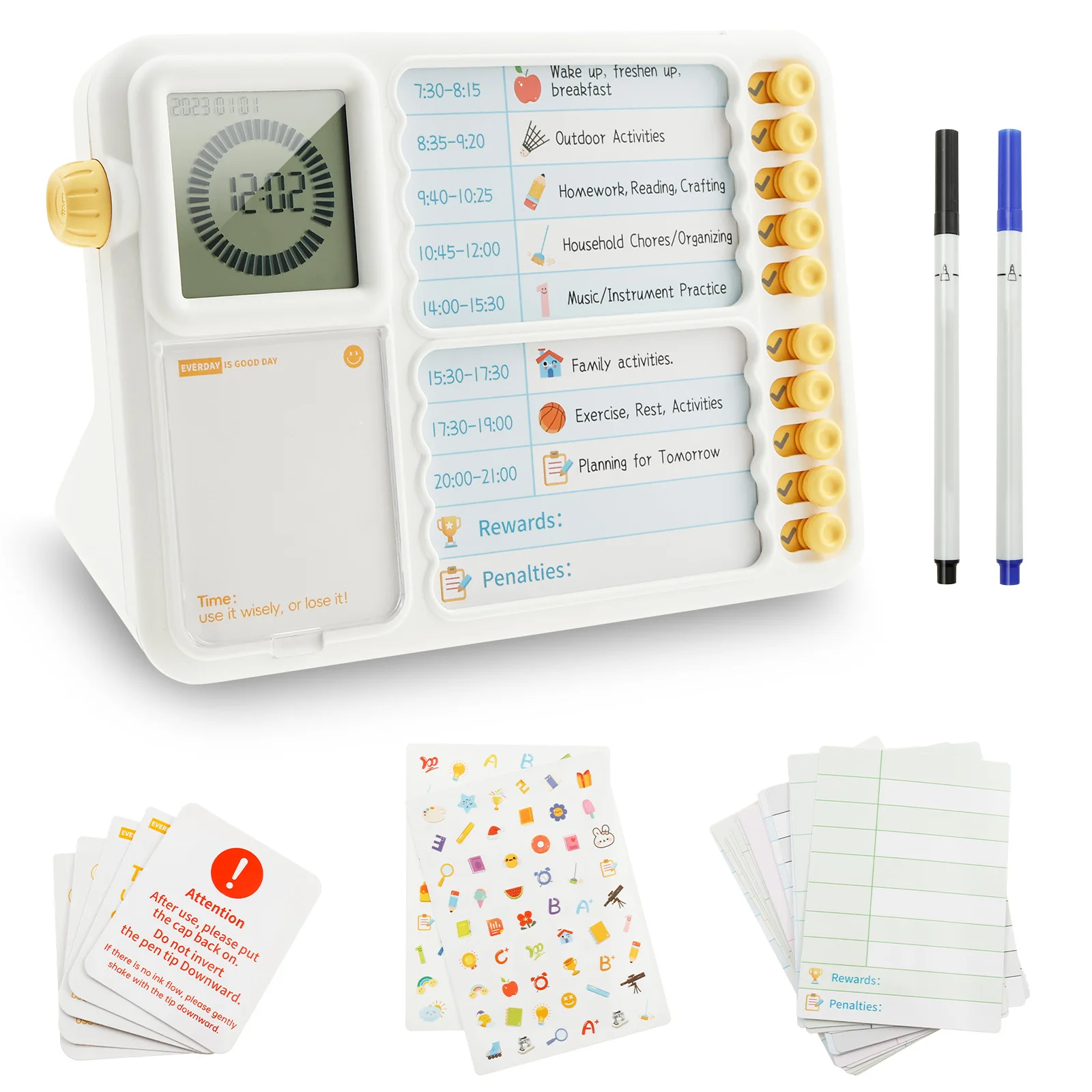 

Kids Visual Timer with Task Planner - ADHD Time Management Tool for Kids|Adults Task Timer & Chore Chart Board for Home School