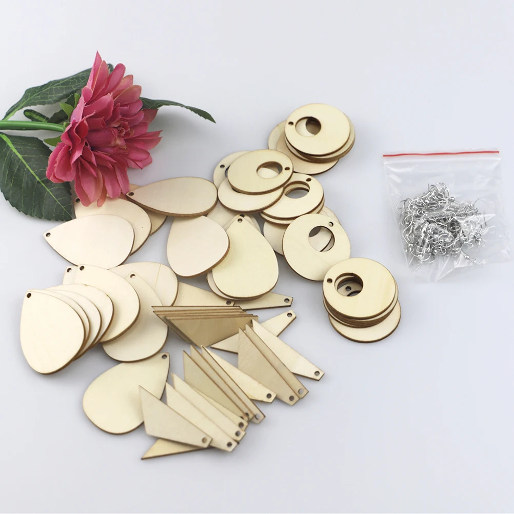 

60pcs Wooden Earring Pendants Unfinished DIY Crafts Smooth Touch Lightweight Compact Size Jewelry Making Accessories