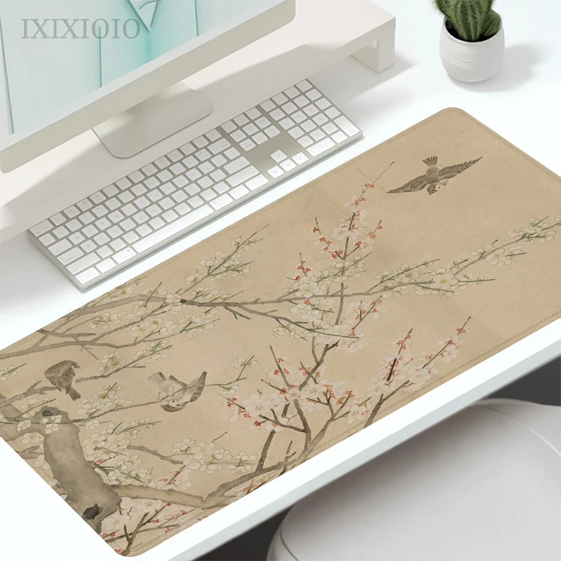 Chinesische Art Blume und Vogel Malerei Mauspad Gaming XL Computer HD große Mauspad xxl weichen Teppich Gaming Laptop Mäuse Pad