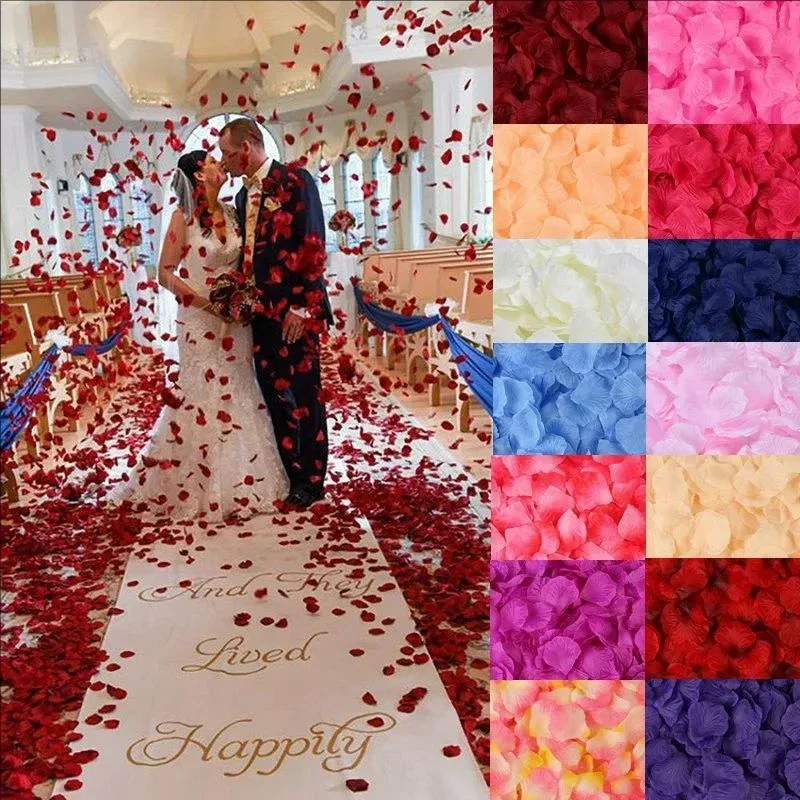 1000Pcs Artificial Fake Rose Petals Colorful Red White Gold Roses Petal Flowers for Romantic Wedding Party Favors Decoration image 6