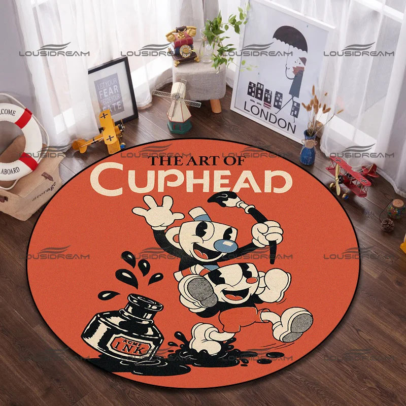 Klassieke Cartoon Game Karakter Patroon Tapijt Ronde Cuphead Tapijten Flanel Moderne Mode Tapijt Indoor Home Decor Vloermatten