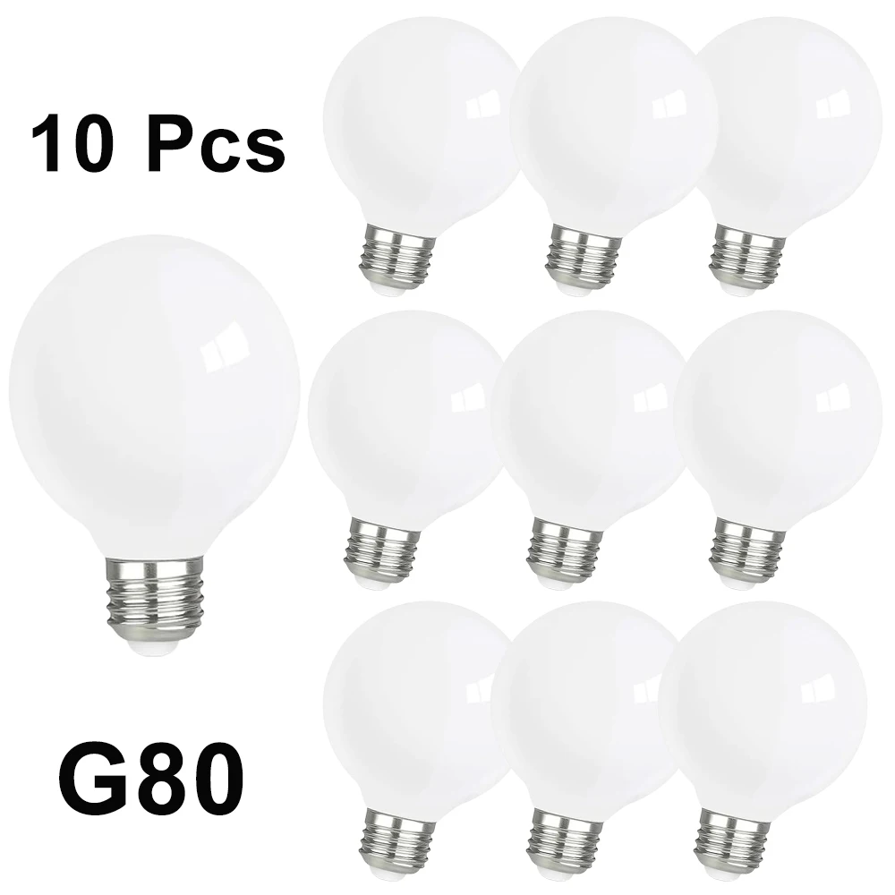 Milky Glass Bulb E27 5W Edison LED Light Bulb G80  220V Globe Ball Bulb Neutral Light/Warm White  LED Lamp Vanity Mirror Lamp