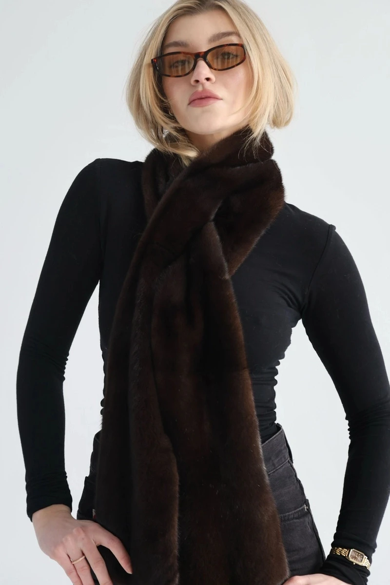 Laur 2026 Women Faux Fur Long Scarf, Soft Artificial Fur Neck Warmer, Thick Warm Luxury Shawl Wrap for Winter Daily Wear