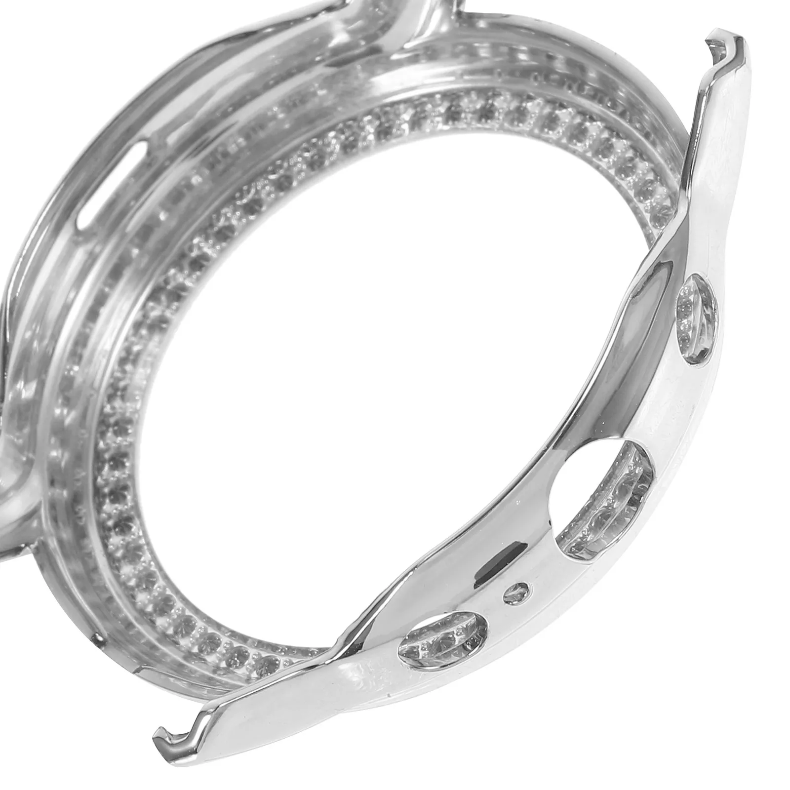 

Rhinestone Watch Protective Case Double Row Shiny Cover Compatible Gen 5 The Hr Silver Watch Shell Accessories