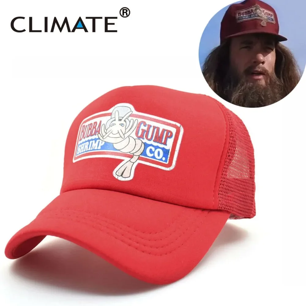 CLIMATE Forrest Gump Trucker Cap Bubba Gump Cosplay Cap Hat Running Sport Gump CapsOutdoor Net Mesh Baseball Snapback Caps Hat