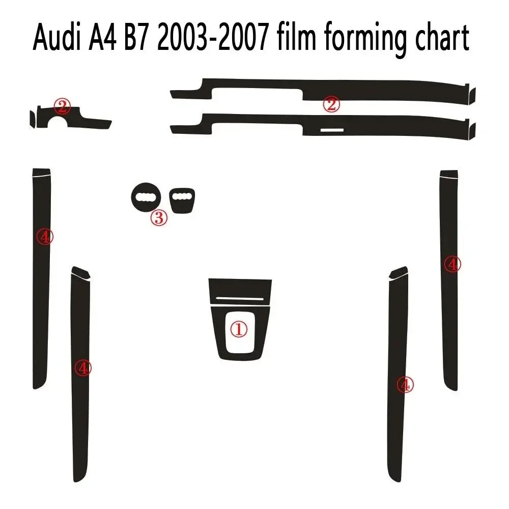 For Audi A4 B6 B7 2002-2008 5D Carbon Fiber Pattern Interior DIY Trim Decals