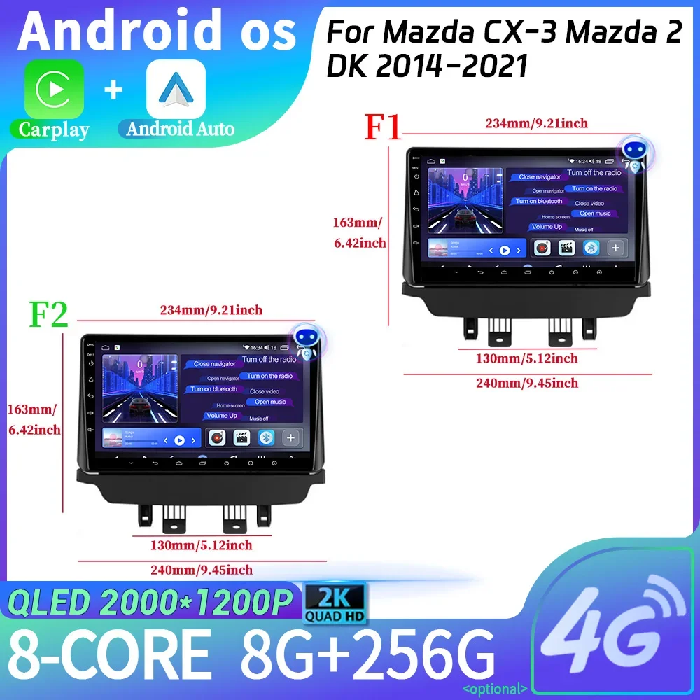 

Android 14 For Mazda CX-3 Mazda 2 DK 2014-2021 Wireless Carplay Stereo Screen Head Unit Car Radio Multimedia Navigation