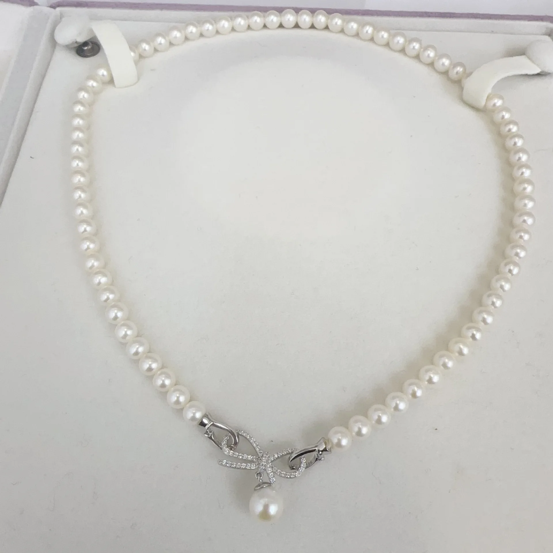

Hot selling necklace AAAA7-8mm natural Japanese round pearl necklace with 18 inch butterfly clasp 925s