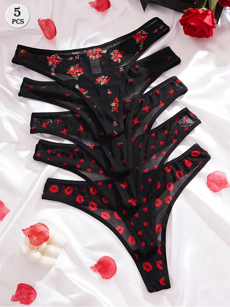 5 قطعة/الحزمة تصميم الطباعة مثير النساء سيور تنفس مريحة سيدة سلسلة الملابس الداخلية أنيقة جنسي الملابس الداخلية أزياء اللباس الداخلي الجديد #4