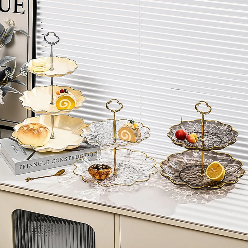 Luxo estilo nórdico três camadas bolo rack de frutas sobremesa lanche doces buffet rack casamento dim sum placa de doces