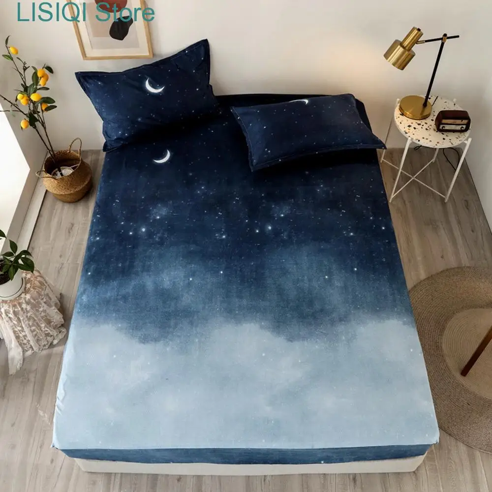 New Fashion Space planet moon Mars Saturn Bed Fitted Sheets Mattress Cover with Elastic Microfiber 180*200*30 150*200*30cm