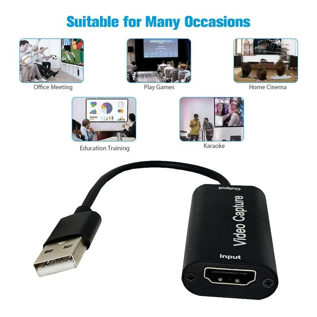 Video Capture Card USB2.0 1080P 2K HDMI-compatible Video Grabber Record Box For Macbook PC Game Camera Recording Live Streaming