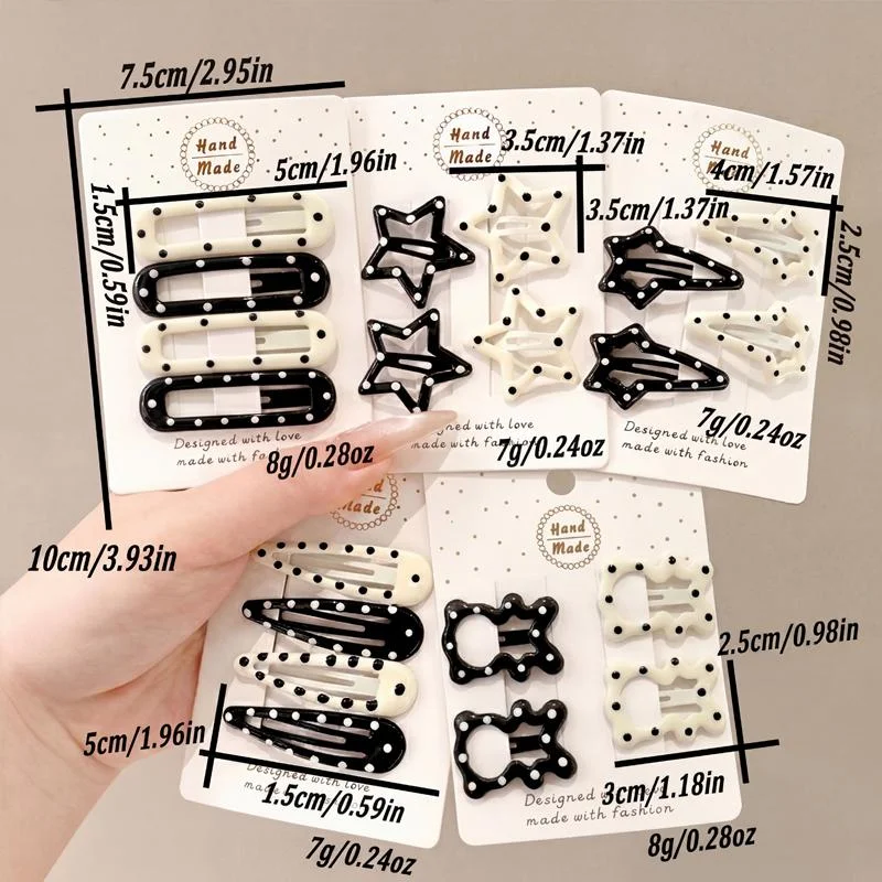 4/20 Stück Einfaches Polka-Dot-Stern-Haarspangen-Set für Frauen Koreanischer Stil Vielseitige Seitenspange Modische Mädchen-Haarklammer – Detail 2