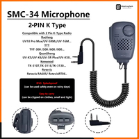 1/2 PCS SMC34 Shoulder Microphone 2-Pin K Type Mic PTT Adjust Volume for Baofeng Kenwood PUXING WOUXUN TYT QYT Ham Two Way Radio
