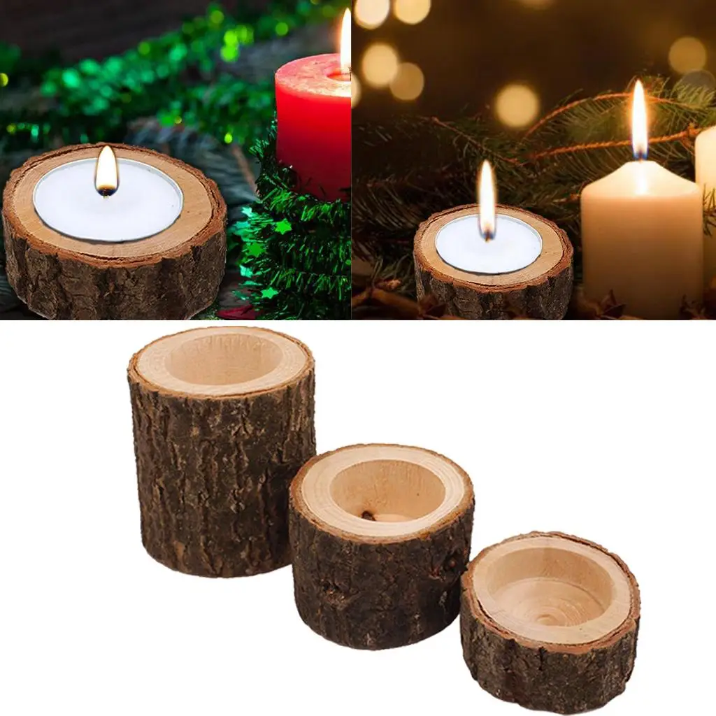 10x Tree Branch Wooden Candle Holder Rustic Wood Log TeaLight for Dinner Table