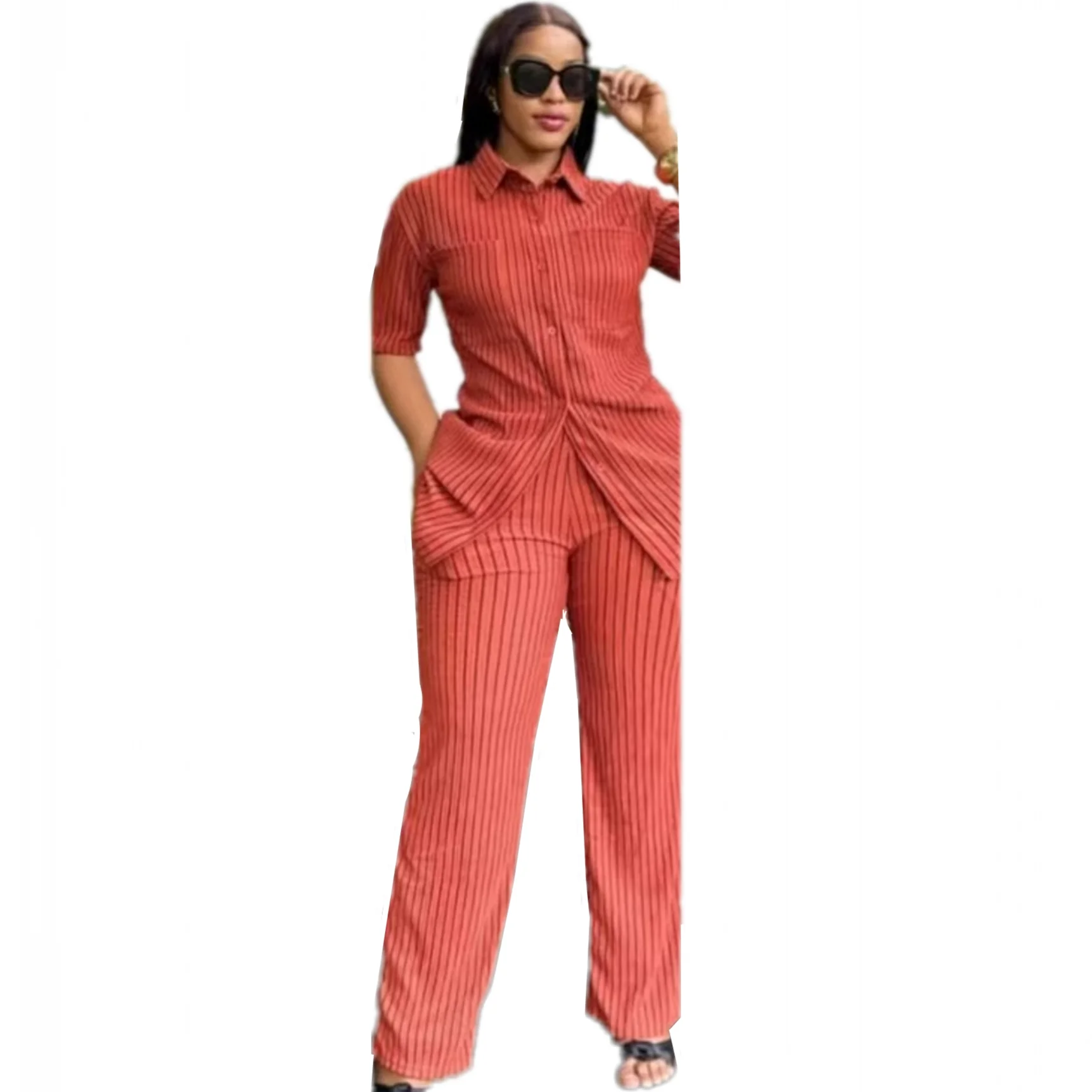 2 Pieces Women\'s Sets 2025 Summer Spring Suit Shirt Blouse Tops And Pants Suits Two Piece Set Tracksuit Outfit