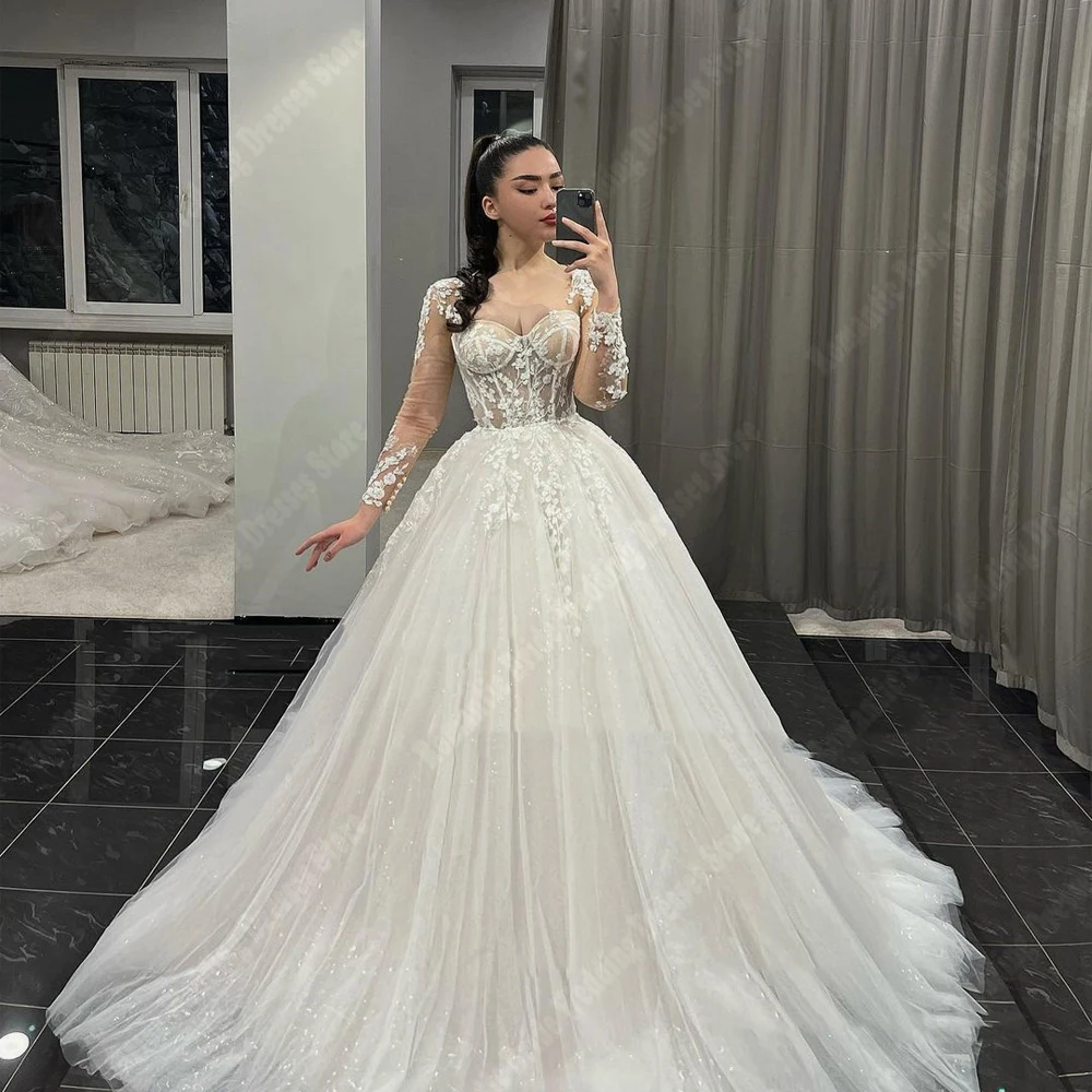 Elegant  Ivory Color Women Wedding Dresses Mopping Length Gorgeous Princess Bridal Gowns Newest Formal Party Vestidos De Novia